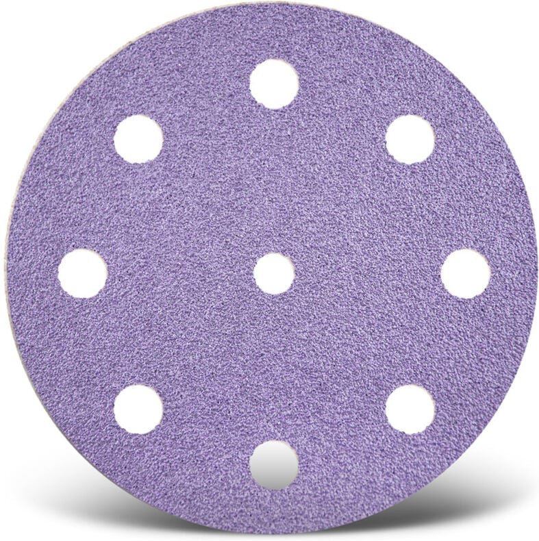 MENZER Purple HD Klett-Schleifscheiben, 125 mm, 9-Loch, f. Exzenterschleifer, Keramik-Mix (50 Stk.) K120