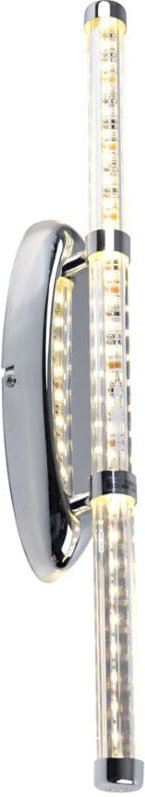 Wandleuchte Lampe Spiegelleuchte Schlafzimmerlampe Wohnzimmer, Rohförmig Chrom klar, 1x led 10W 700Lm 3200K, HxB 50x7 cm