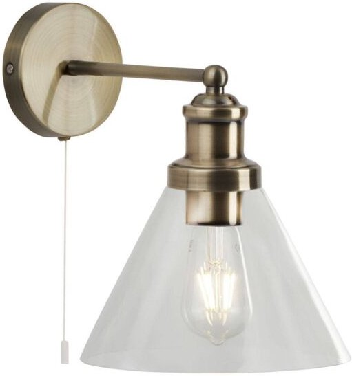 Pyramid - 1 Lichtwand Antik Messing, Glasschirm, E27 - Searchlight