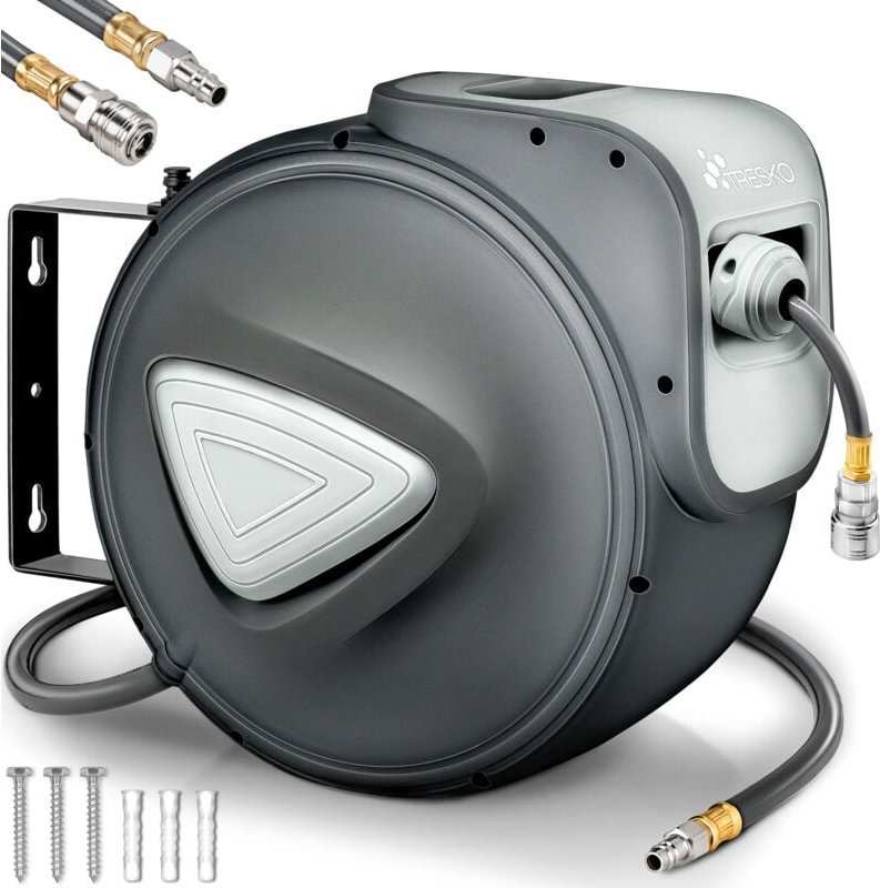 TRESKO® Druckluftschlauch 30m Aufroller Automatik Schlauchtrommel 1/4" Trommel Schlauch