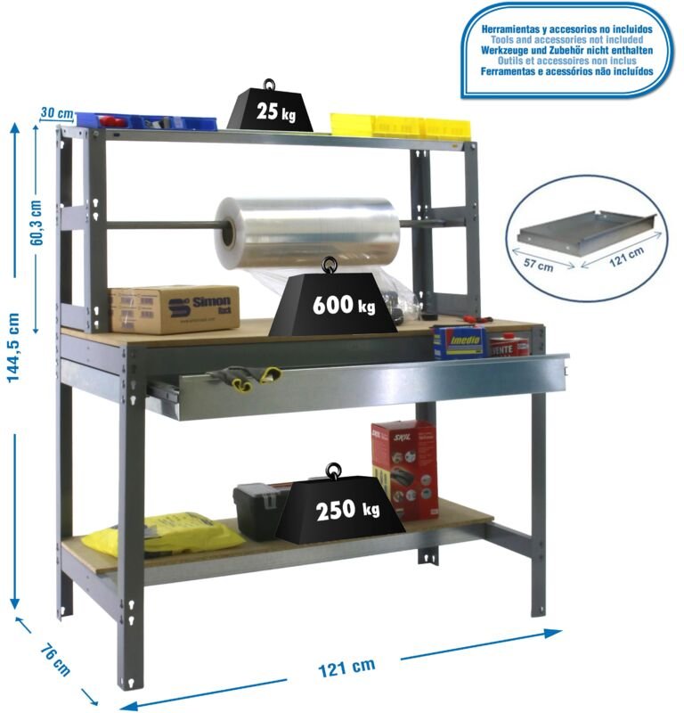 Werkbank KIT SIMONWORK BT4 BOX 1200 GRAU/HOLZ