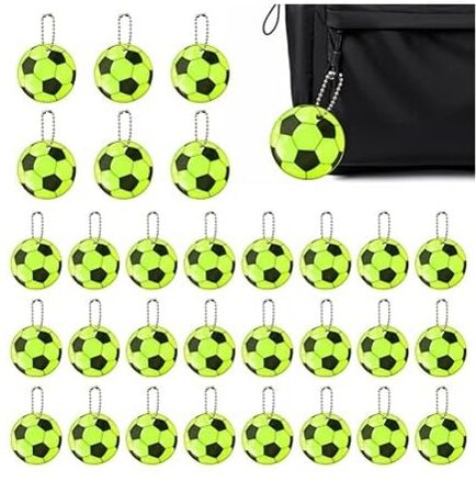 Lntyq 30 Stück reflektierende Fußball-Anhänger, reflektierende Fußball-Reflektoren, Sicherheitsreflektor, Reflektor für ...