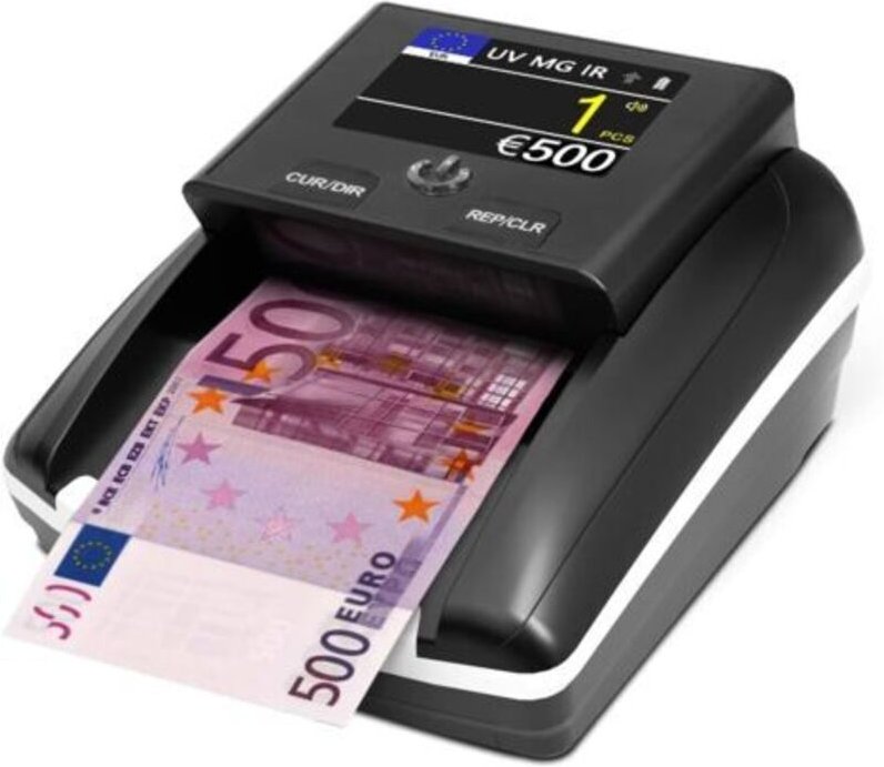 Tragbarer Falschgelddetektor – LCD-Bildschirm – UV- und Infraroterkennung – Zähler für Euro und Dollar – Wiederaufladbar...