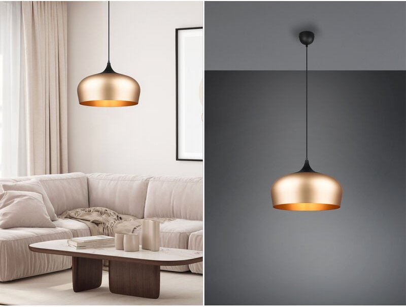 Trio - Pendelleuchte chiron 1-flammig mit Lampenschirm Messing, ø 45cm