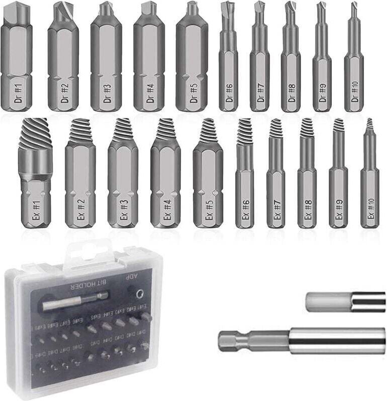 22-teiliges Schraubenausdrehset, Werkzeug zum Entfernen abgebrochener Schrauben oder Bolzen von 2 bis 12 mm SE22