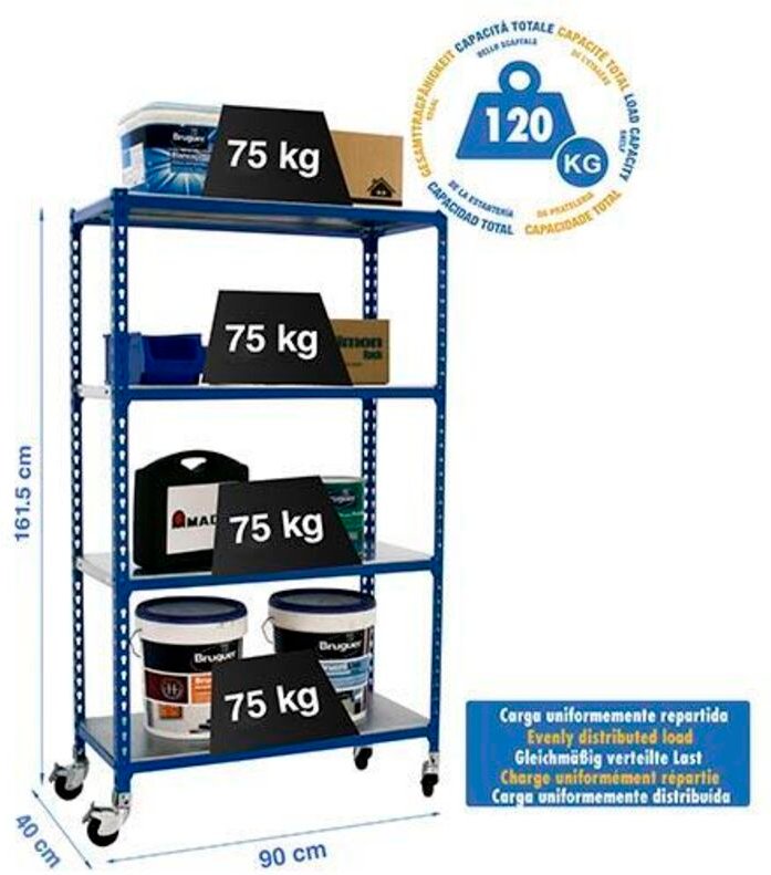 Simonrack Simonclick Metallregal blau 4 Ebenen