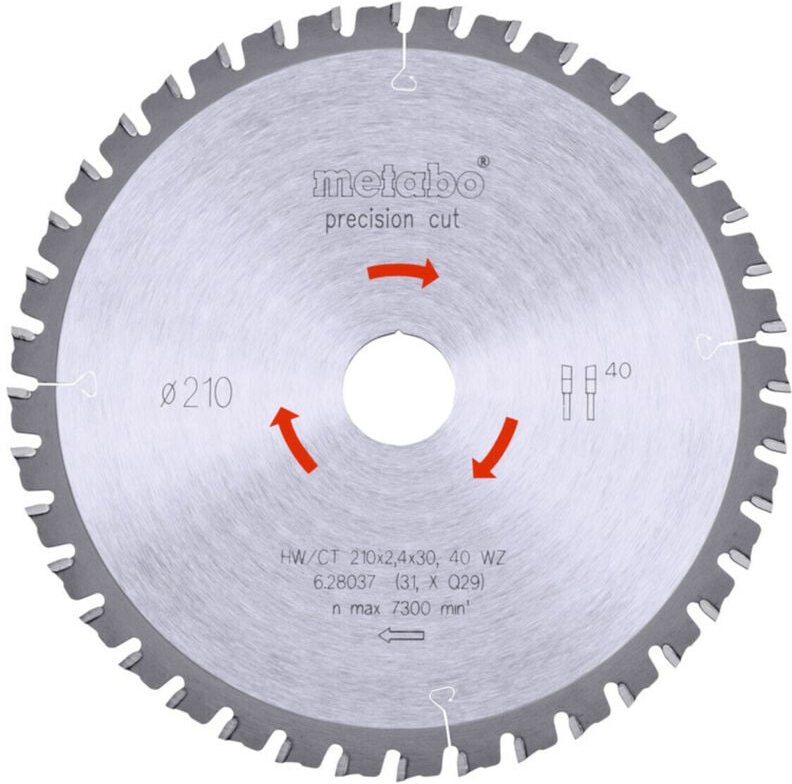 Metabo - Sägeblatt 'precision cut wood - professional', 210x2,4/1,8x30, Z40 wz 3°