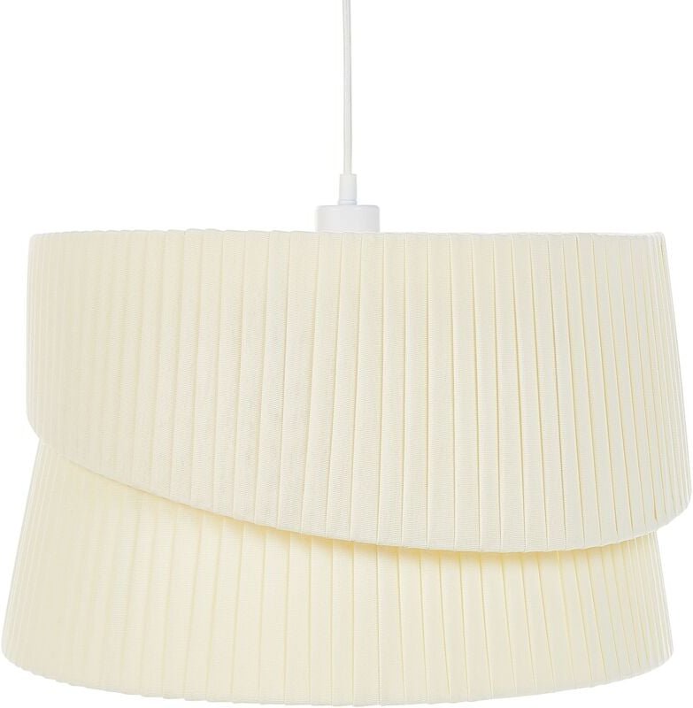 Hängeleuchte Beige Stoffschirm Asymmetrisch Rillen-Optik Plissee Trommelform Langes Kabel Modern Leuchte Esszimmer Schla...