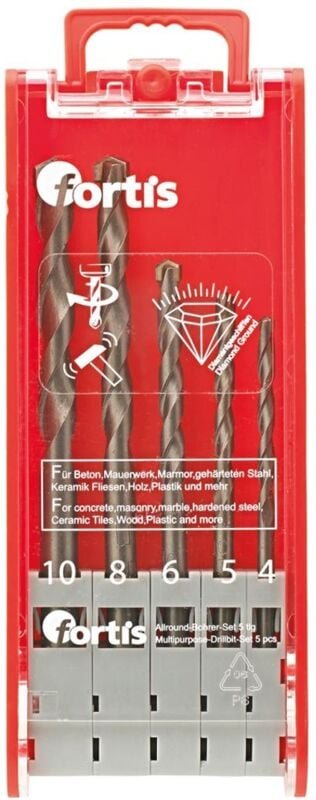 Thumbnail - Allzweckbohrer-Set 5-tlg. 4, 5, 6, 8, 10x120 mm - Fortis