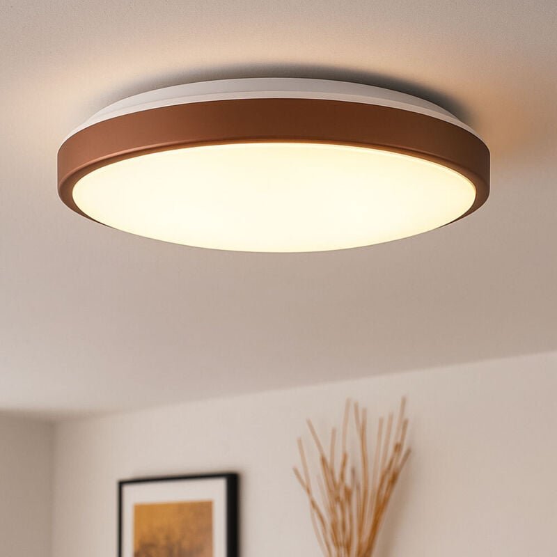 Deckenlampe mokkafarben LED Deckenleuchte Küchenlampe rund Flurleuchte Wohnzimmerlampe, 20W 2400lm warmweiß, DxH 43x9 cm