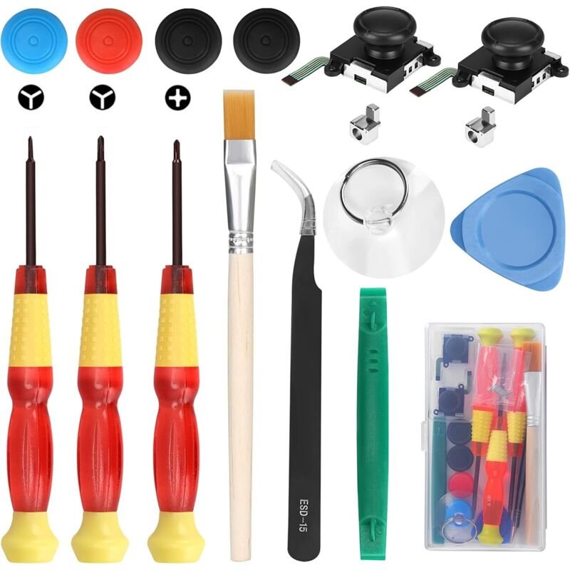 Thumbnail - 2er-Pack Ersatz-3D-Analog-Joystick für Nintendo Switch und Switch oled Joy-Con-Controller mit Schraubendreher und Tri-Wi...