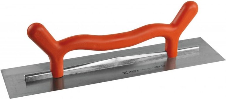 Schaber Mondelin Edelstahl 50x12cm abgeschrägte Klinge 0,6mm Zweihandgriff