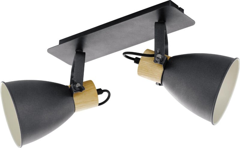 Eglo 2er Spot Coswarth anthrazit holz 48 x 14 x 24 cm E27 Deckenlampen & Kronleuchter