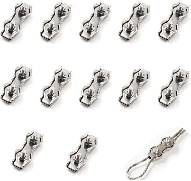 Thumbnail - Ymyny - Ulisem12pcs Doppelte Stahldrahtseilklemme m2, Edelstahldrahtseilklemmenverbinder, Bremskabelbefestigungsklemme, ...
