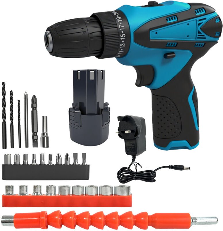 12V Akku-Bohrschrauber-Set – Akku-Bohrschrauber-Handwerkzeugset – Komplettes Reparaturset für Männer – Ideal für Büro, G...