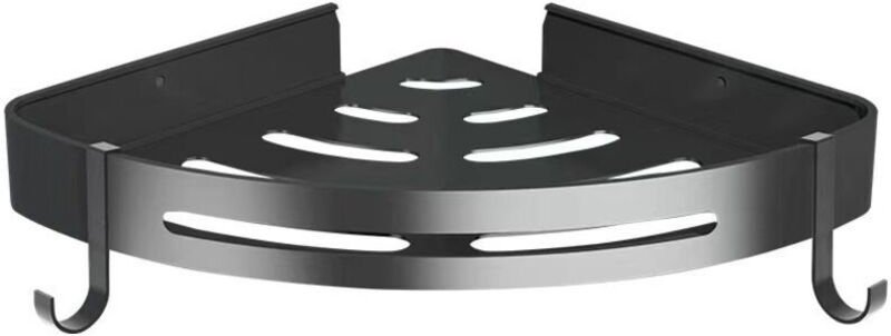 Eckduschablage, kein Bohren erforderlich, Metall mit 2 Duschhaken, rostfrei, selbstklebend, für Badezimmerartikel, 2 Stü...