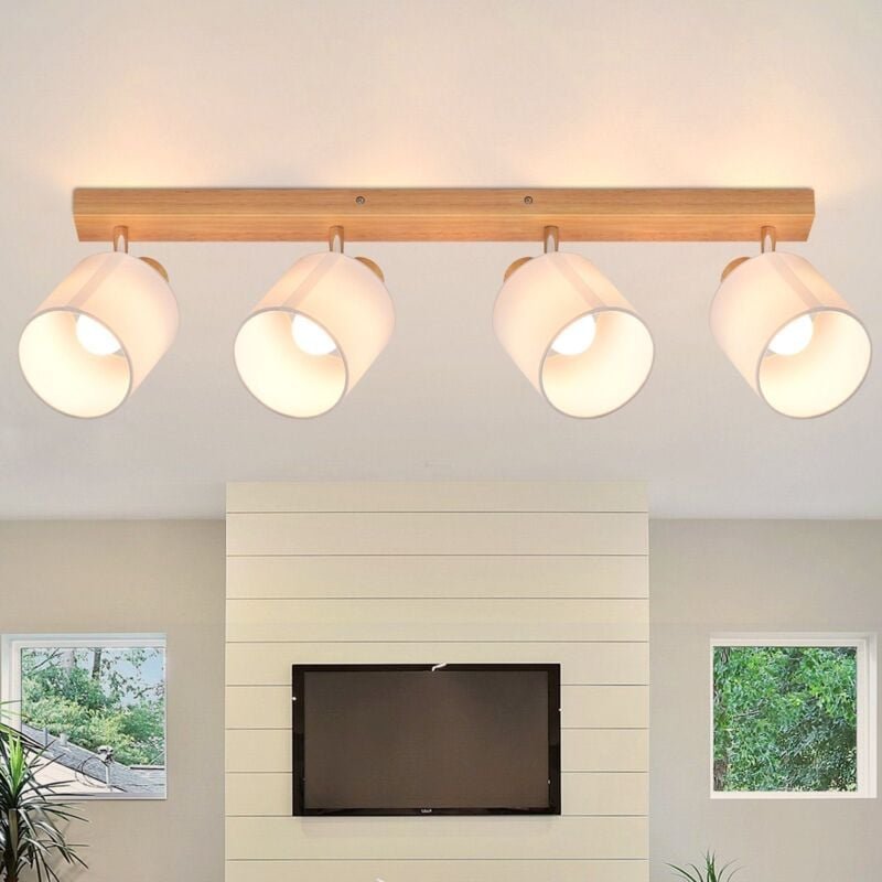 Thumbnail - Deckenleuchte Deckenstrahler -4-flammig Moderne Holz-Flur-Deckenlampe 350° verstellbarer Wandstrahler E14 MAX.25W Lampe ...