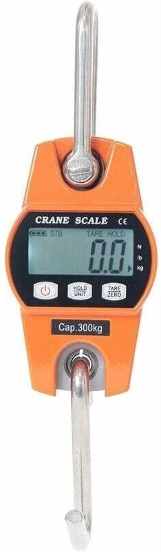 Báscula electrónica de 300 kg con gancho para colgar, dinamómetro LCD, pesaje industrial, 300 kg/600 lb