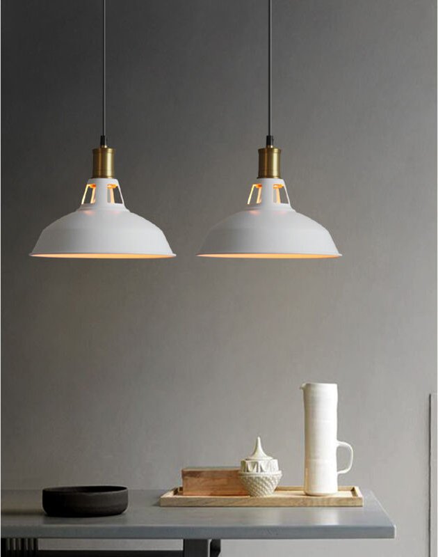 2er Pendelleuchte Eisen Kronleuchter im Industrielle Stil Hängelampe mit Lampenschirm E27 Fassung für Loft Esszimmer Woh...