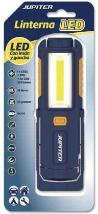 Taschenlampe de working led+cob 250lm - mit Magnet und Haken - resistance ip44 - works with 4 batteries aa (not included...