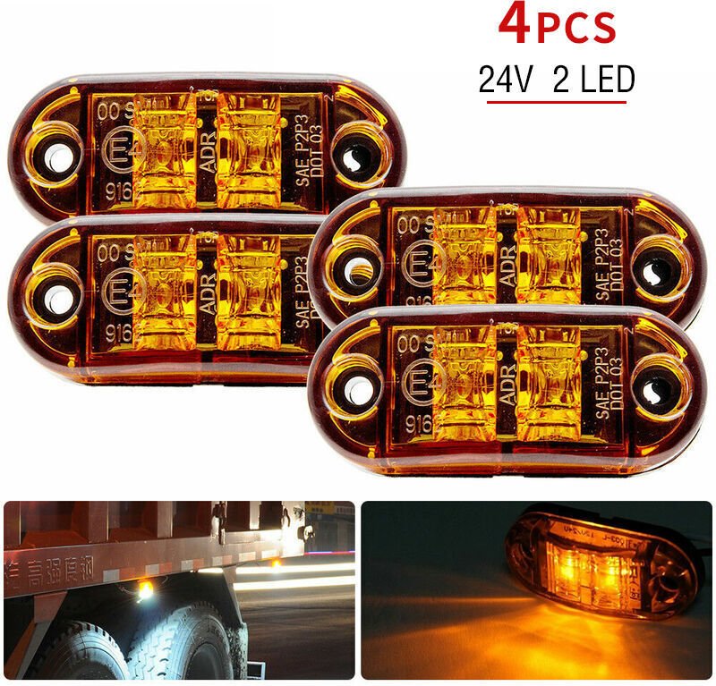 Thumbnail - Odipie - Seiten-/Vorder-/Hinten-Umrissleuchten, 4 Stück, Orange, 12 V/24 v, universelle LED-Anzeige, Positionsanzeige fü...