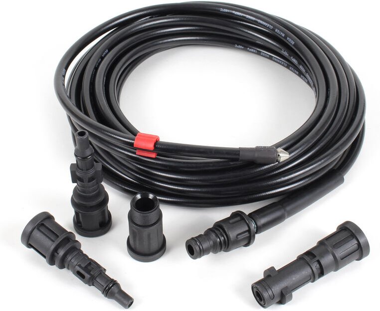 Wiltec Rohrreinigungsschlauch 15m Abflussreiniger inkl. 4 Adapter für Hochdruckreiniger 160bar