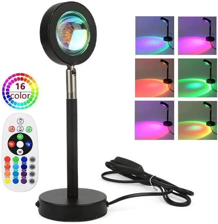 Lampe Projecteur Coucher de Soleil, 5W 16 Couleurs et Décoloration RVb Lampe Projecteur Coucher de Soleil avec Télécomma...