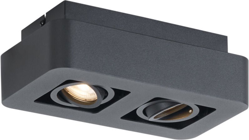 Abgerundeter Aufbaustrahler schwarz 2-flammig dreh- und schwenkbar - Dox