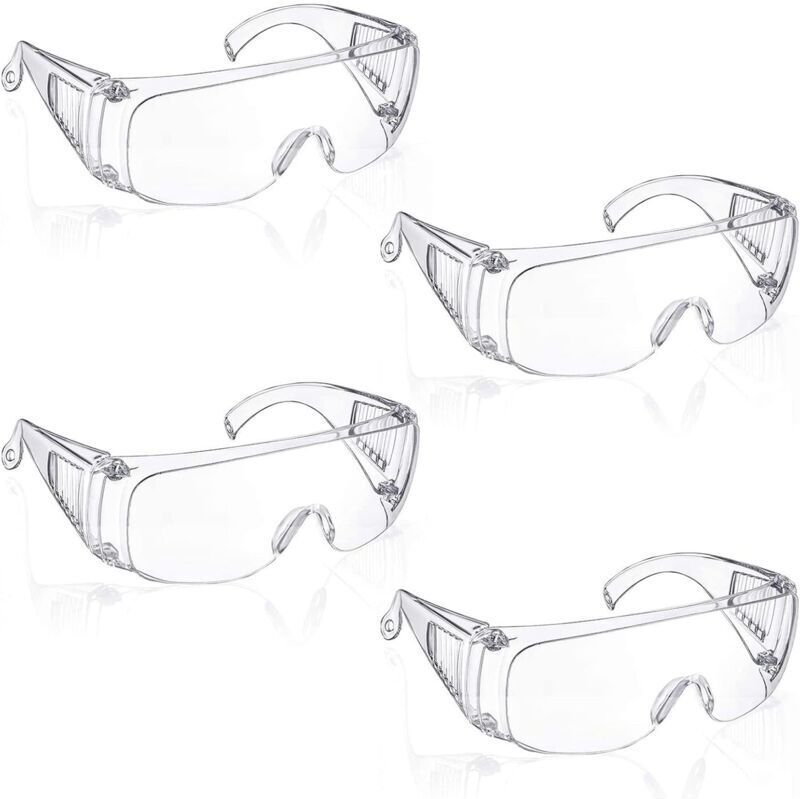 Xinlon 4 Paires Lunette Protection, Lunettes de Sécurité Transparentes, Lunettes de Protection la Sécurité en Laboratoir...