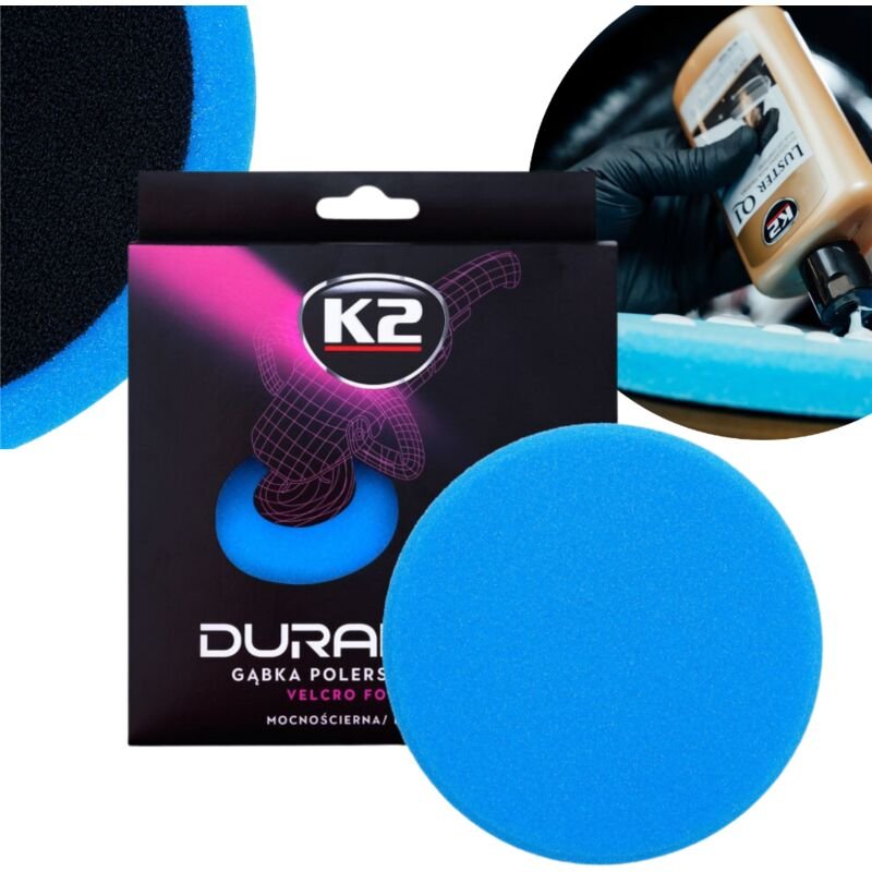 K2 - gąbka mocnościerna supertrwarda duraflex - niebieska gąbka polerska na rzep