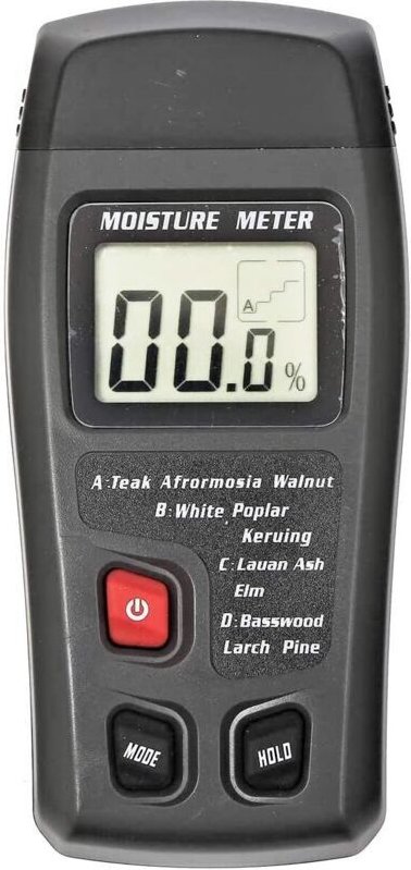 Holzfeuchtemessgerät, digitales Holzfeuchtemessgerät, tragbarer Holzfeuchtetester mit 2-poligem Sensor, LCD-Bildschirm u...