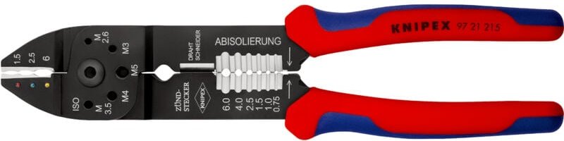 97 21 215 sb Crimpzange mit Mehrkomponenten-Hüllen schwarz lackiert 230 mm (SB-Karte/Blister)