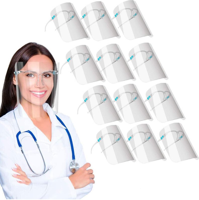 Gesichtsschutzmaske mit 12 austauschbaren Antibeschlag-Gesichtsmasken und 12 wiederverwendbaren Schutzbrillen zum Schutz...