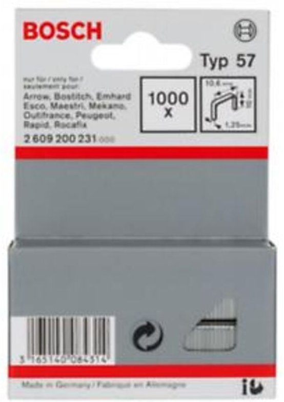 Flachdrahtklammer Typ 57, 10,6 x 1,25 x 10 mm -2609200231 - Bosch