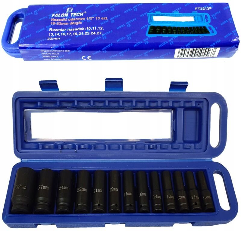 Schlagschrauber-Steckschlüssel 1/2'' lang Set 10-32 mm 13-teilig