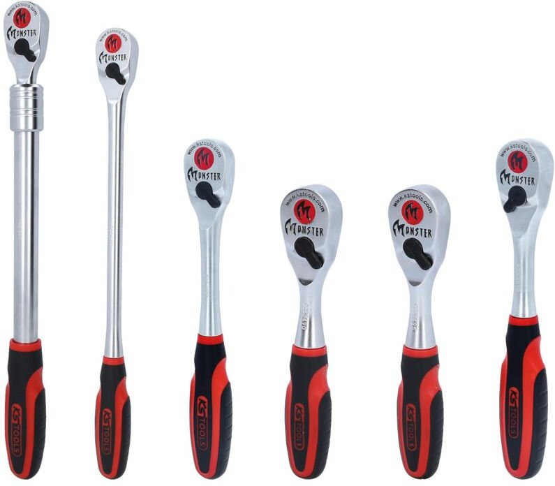 Monster Umschaltknarren-Satz, 6-tlg 1/4" + 3/8" + 1/2"