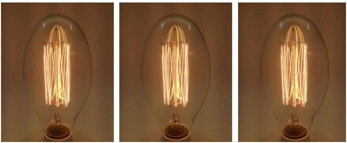 Satz von 3 Vintage Glühbirne Edison E27 BT75 2