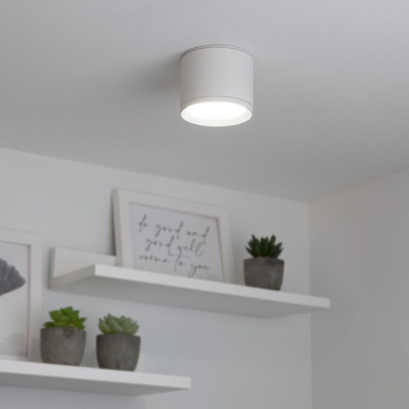 Flache Aufbauleuchte IP44 GX53 - Farbe: weiß - Leuchtmittel: 6W neutralweiß dimmbar