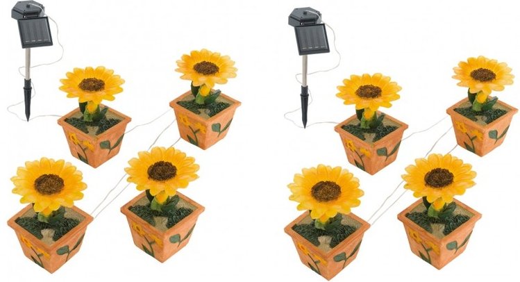2er Set vier led Solar Außen Leuchten Blumen Garten Lampe Beleuchtung