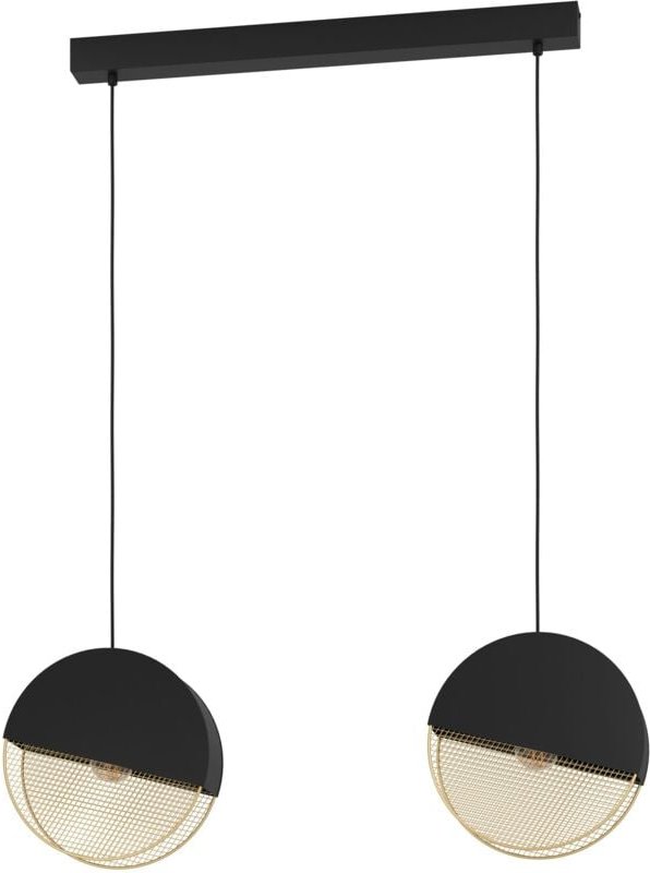 Hängelampe Mumbles, Esstisch Pendelleuchte 2-flammig, elegante Esszimmerlampe aus Metall in Schwarz und Gold, Hängeleuch...