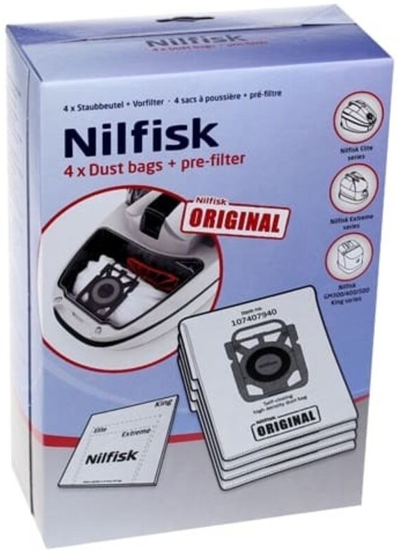 Box mit 4 Beuteln für Nilfisk hygiene extreme elite king Staubsauger