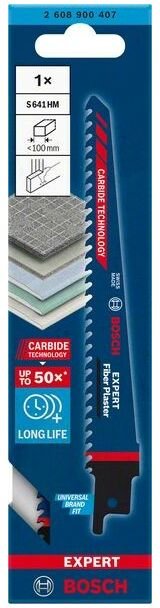 Accessories 2608900407 expert 'Fiber Plaster' s 641 hm Säbelsägeblatt, 1 Stück Sägeblatt-Länge - Bosch