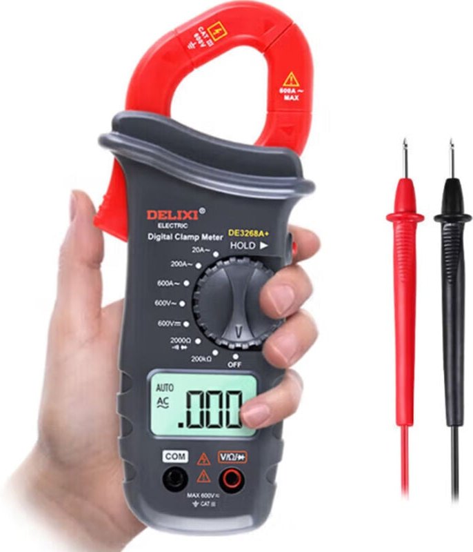 DELIXI DE3268A Digital-Multimeter mit Zangenmessung – Automatische AC/DC Stromspannungsmessung, Hochpräzise