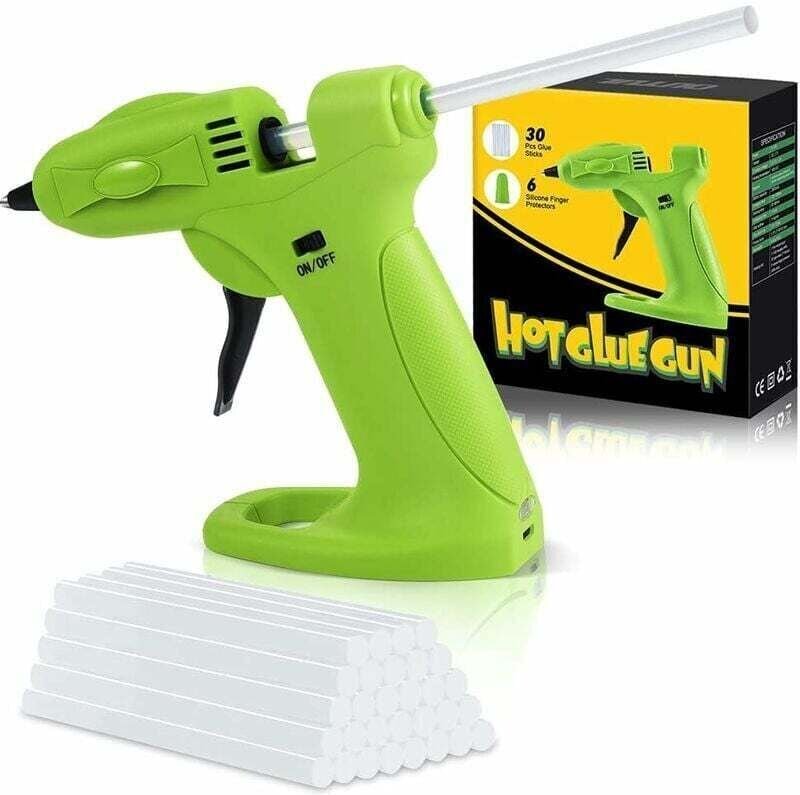 30 W kabellose Heißklebepistole – Mini-USB-Klebepistole mit 2600 mAh Akku, mit 30 Stück 7 mm Klebestiften und 6 Stück Si...