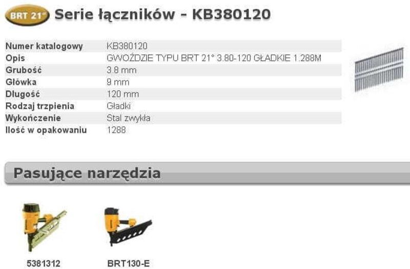 BOSTITCH NÄGEL BRT21 3,80 x 120mm 1288 Stk. KB380120