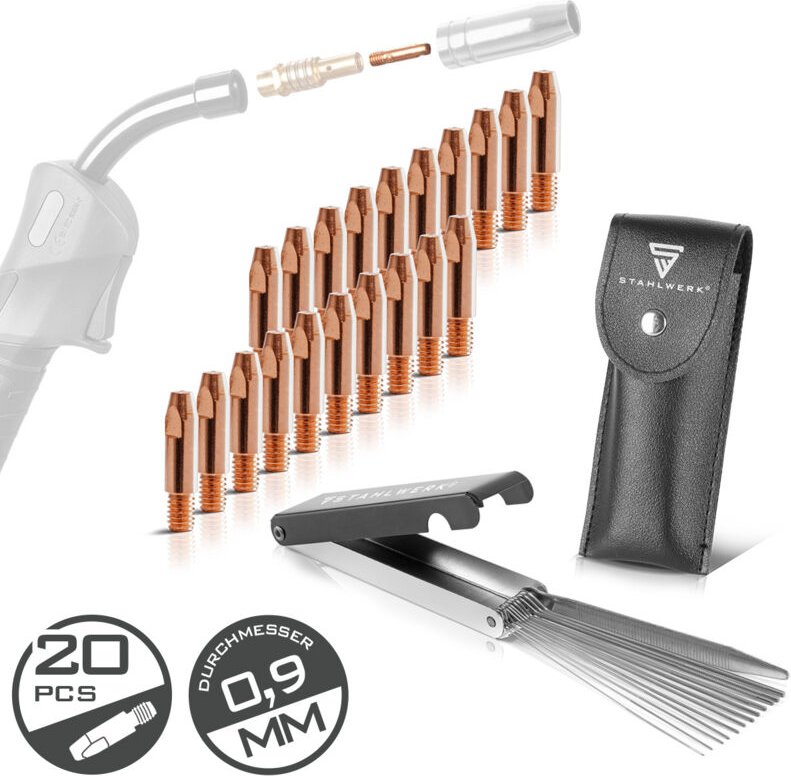 STAHLWERK MIG MAG Stromdüsen AK25 MB25 KD24 MB24 20 Stück 0,9 mm mit Düsennadeln