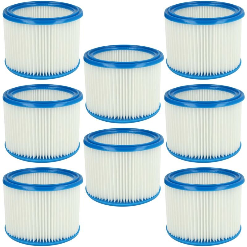 8x Faltenfilter Ersatz für Bosch 2607432024 für Staubsauger - Patronenfilter, Blau Weiß - Vhbw