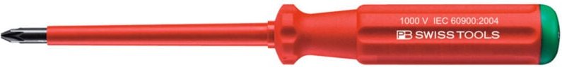 Pb Swiss Tools - Pozidriv-Schraubendreher SwissGrip, vollisoliert, Kreuzschlitzgröße 2