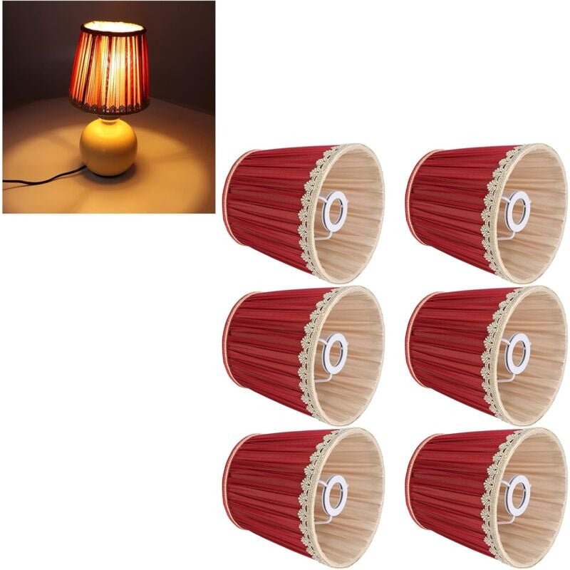 Lampenschirm, kleiner Lampenschirm aus Stoffweinrotgoldener RandLampenschirm f¨¹r E14 TischleuchterWandleuchte - Ej.life