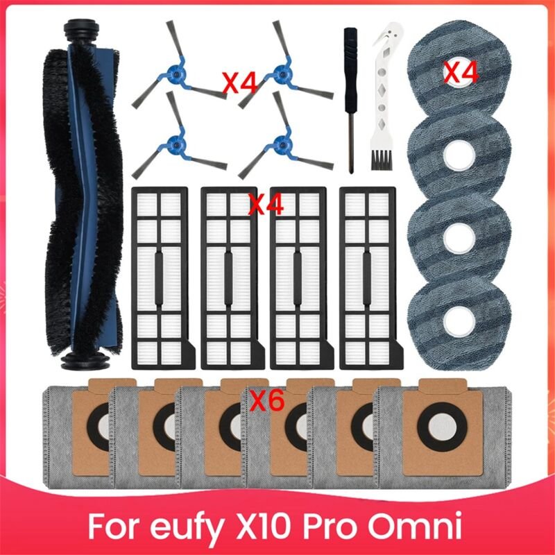 Ersatzteile für X10 Pro Omni Staubsauger Hauptseitenbürste Filterbeutel Wischpads Zubehör